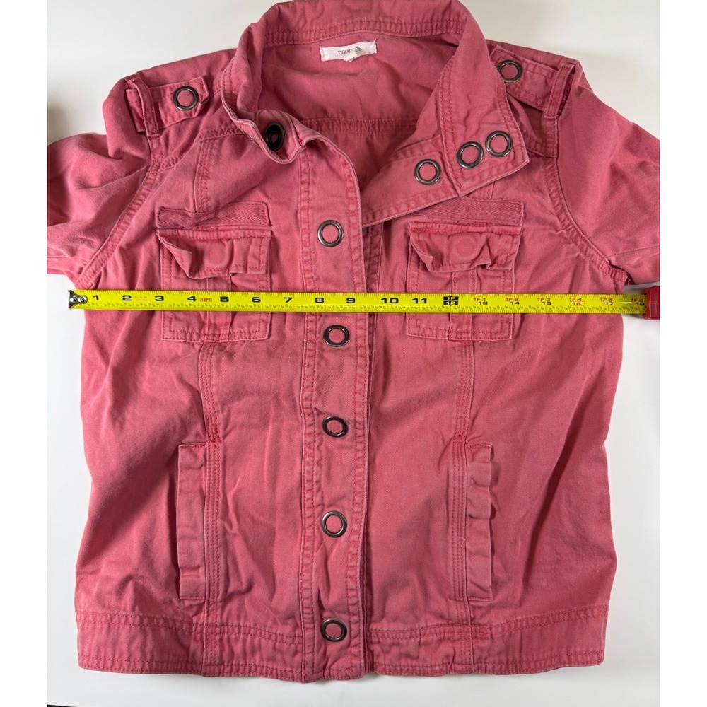 Maurices Pink Lightweight Snap Button Front Biker Military Jacket Womans Size XS - Picture 8 of 9